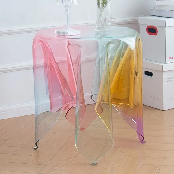Manufacturer Factory OEM Customized Round Modern Iridescent Acrylic Side Table