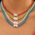 Bohemian Faux Baroque Pearl Choker Necklace Irregular Seed Beads Jewelry for Women for Party Gift Anniversary