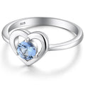 YILUN Rhodium Plated Romantic Heart Gemstone Ring 925 Sterling Silver Blue CZ Stone Pave Setting Wedding CE Certified for Women