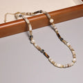 Bohemian Mailard Tiger Eye Abacus Stone Flat Beaded Necklace for Women Men 14K Gold Plated Choker Healing Energy Stone Jewelry