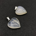 HZ Gemstone Natural Stone White Agate Heart Pendants Crystal Chips