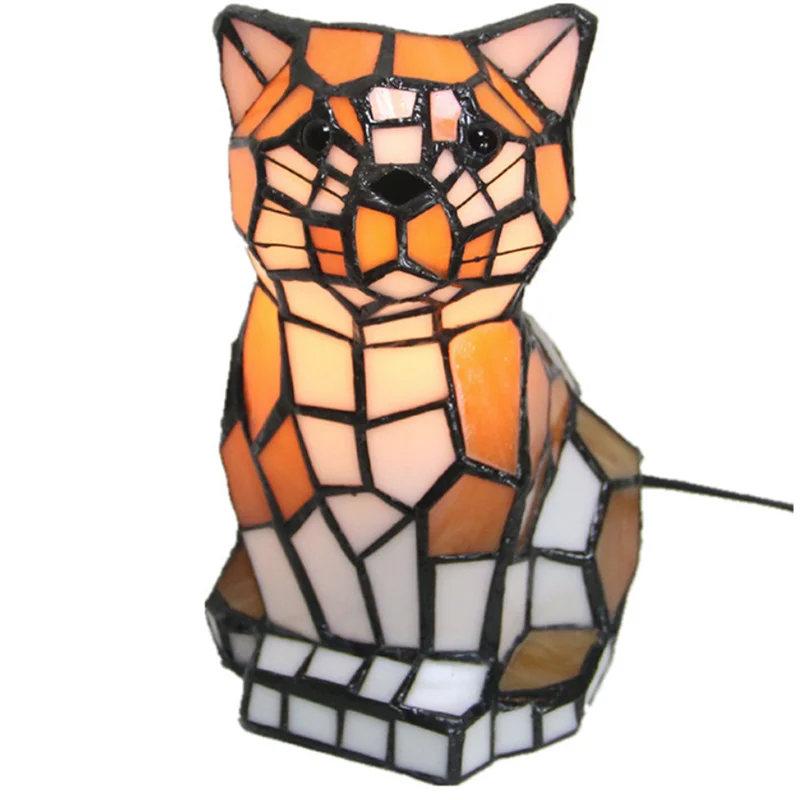 Creative Warm Cat Table Lamp Stained Glass
