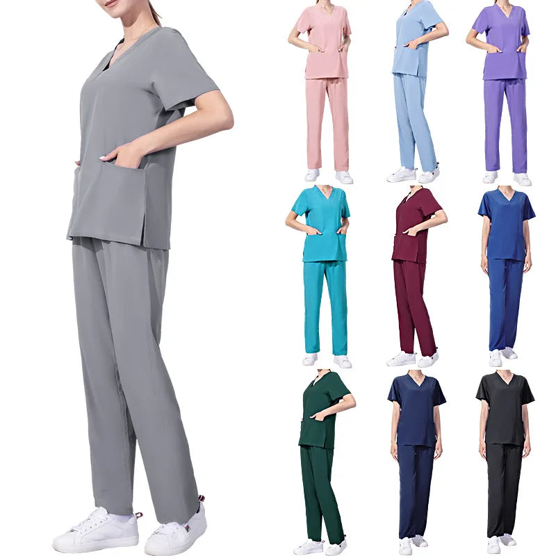Elastic Quick Drying Ultra-thin Breathable Hygroscopic Perspiration Doctor's Work Clothes Beauty Salon Nurse's Suit
