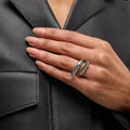 Stainless Steel Adjustable Simple Interlacing Line Open Inlaid Diamond Rings