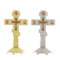 HT Orthodox Standing Cross Orthodox Blessing Cross Metal Crucifix Religious Gift Church Decoration Pray Church Rituals