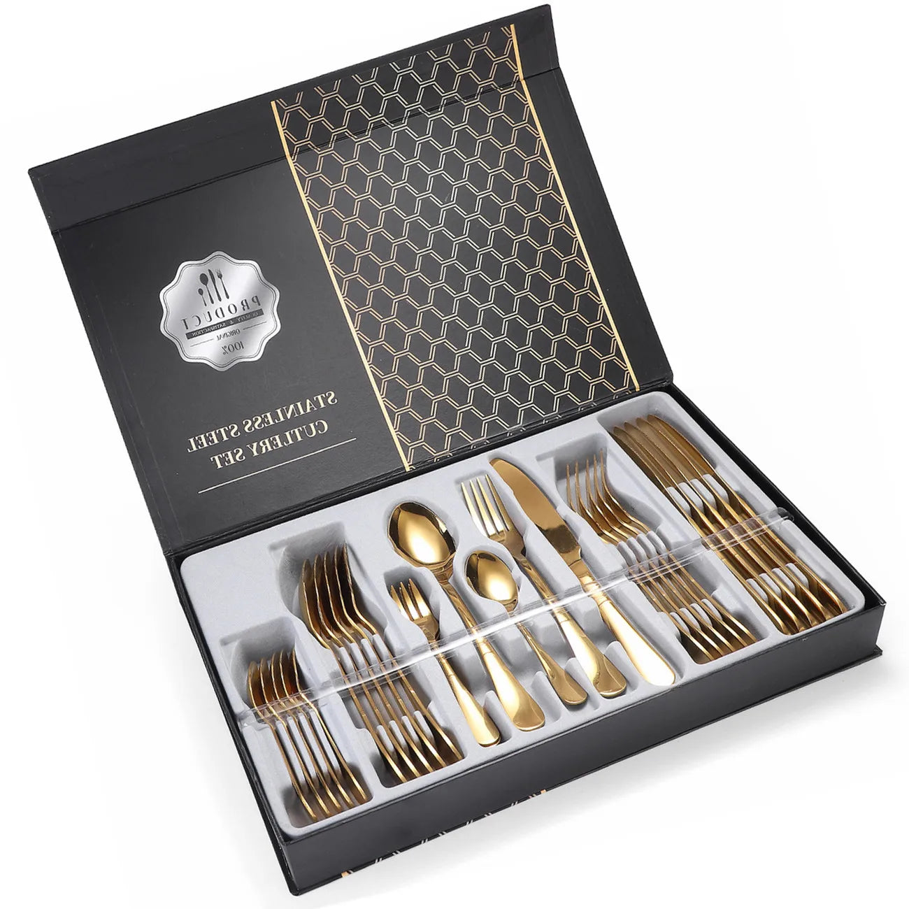 New Design Food Grade 30-Piece Stainless Steel Wedding Tableware Cutlery Flatware Set Gold
