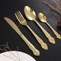 Wholesale Palace Retro Relief 410 Stainless Steel Disposable Knife Fork Spoon Set Western Flatware for Party Use
