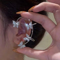 2025 Crystal Hot Selling Bling Rhinestone Earrings Jewelry Women Crystal Butterfly Earrings Nail Bone Clip Single Earring 2022