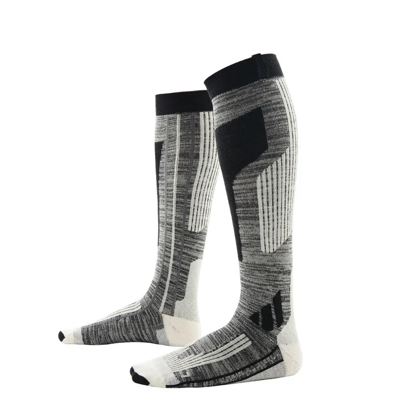 Custom Knitted Merino Wool Ski Socks Knee High Warm Crew for Skateboard Snowboard Hiking and Winter Sports