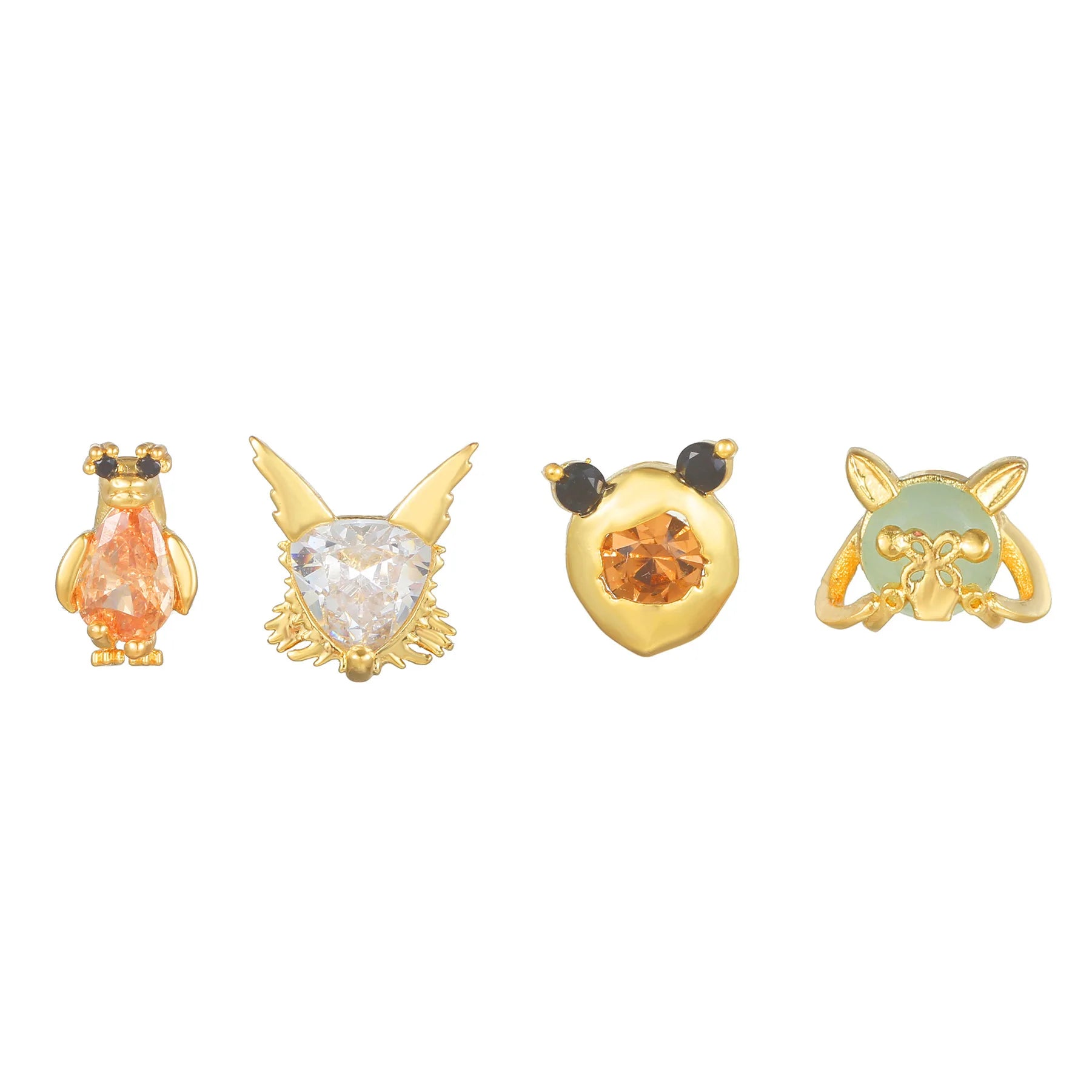 Zuola Fashion Women's 18K Real Gold Plated Cartoon Animal Zircon Stud Earrings 925 Silver Posts Gold Minimalist Daily Wear