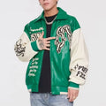Oem Wholesale Custom Logo Chenille Embroidery Leather Sleeves Vintage Varsity Embroidery Patch Baseball Letterman Varsity Jacket