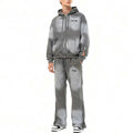 Custom Joggers Distressed Acid Wash Blank Men's Tracksuit Oversized Cotton Printed Embroidery Flared Hoodie and Sweatpants Set