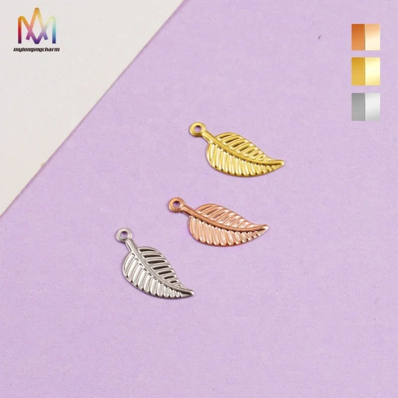 Hot Sale Mirror Stainless Steel Personalized Leaves Leaf Jewelry Accessories Diy Bracelet Necklace Pendant Accessories