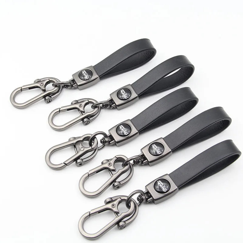 Wholesale Fashion Custom Brand Logo Car Leather Keyring Men Pu Leather Keychain