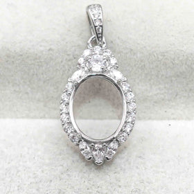 Sterling Silver 9*11mm Semi Mount Pendant Empty Frame Blank Support Setting S925 Base Holder Without Center Stone for DIY Inlay