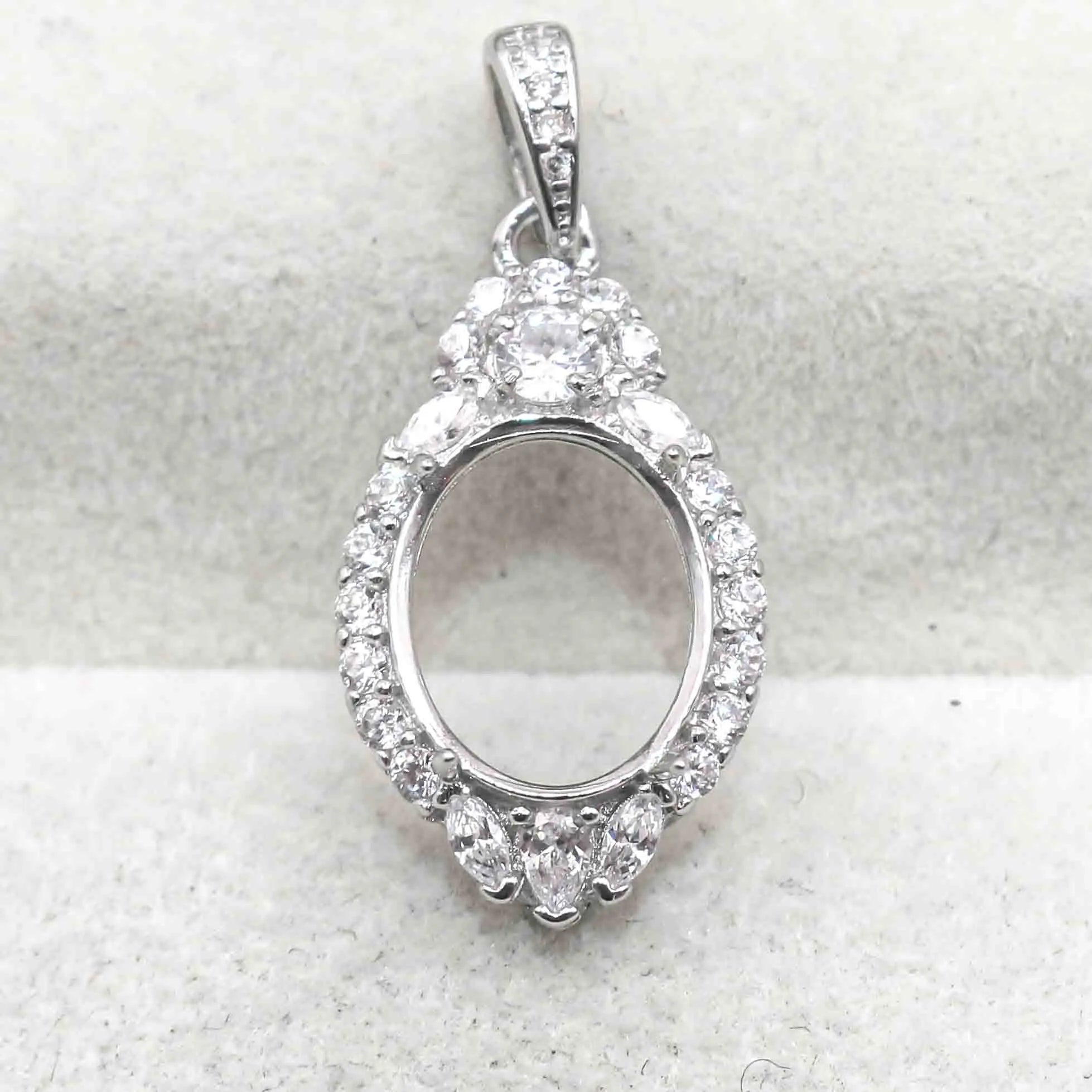 Sterling Silver 9*11mm Semi Mount Pendant Empty Frame Blank Support Setting S925 Base Holder Without Center Stone for DIY Inlay