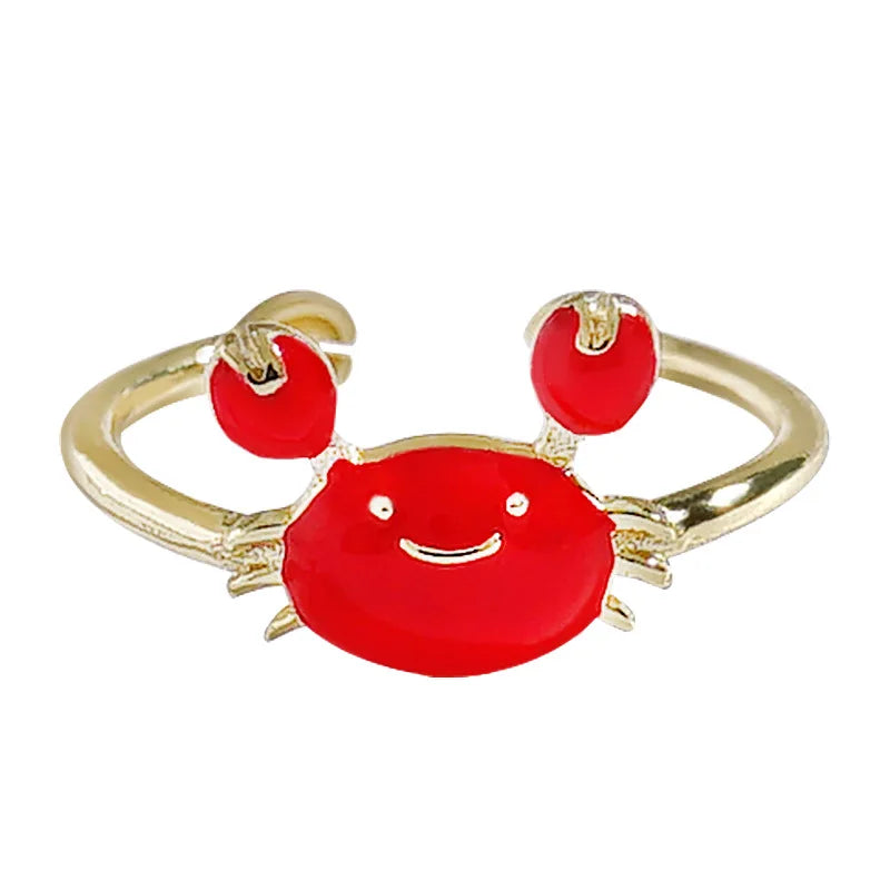 Korean 925 Sterling Silver Temperament Lovely Crab Ring Opening Ring Female Fashion Silver Ornaments