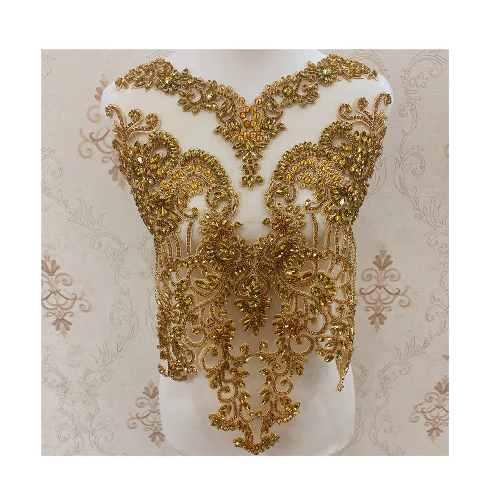 Many Colors Fashion Wedding Rhinestone African Collar Necklace  Patches Appliques Sew on for  Party DIY or Clothes