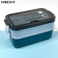 Durable 2-Layer PP Plastic Lunch Box Waterproof Compartment Divided Bento Style for Kids and Adults with Cutlery