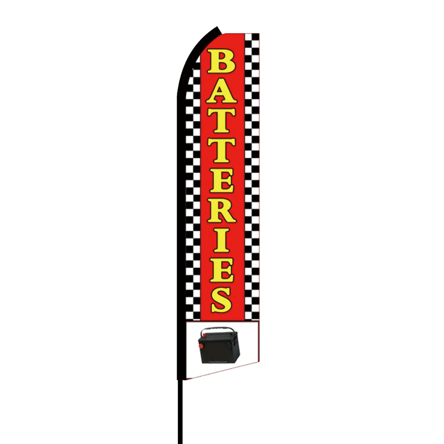 48h Fast Delivery 3x5 ft 100%Polyester Wind-proof Customized Batteries Swooper Feather Flag Promotional Feather Flags
