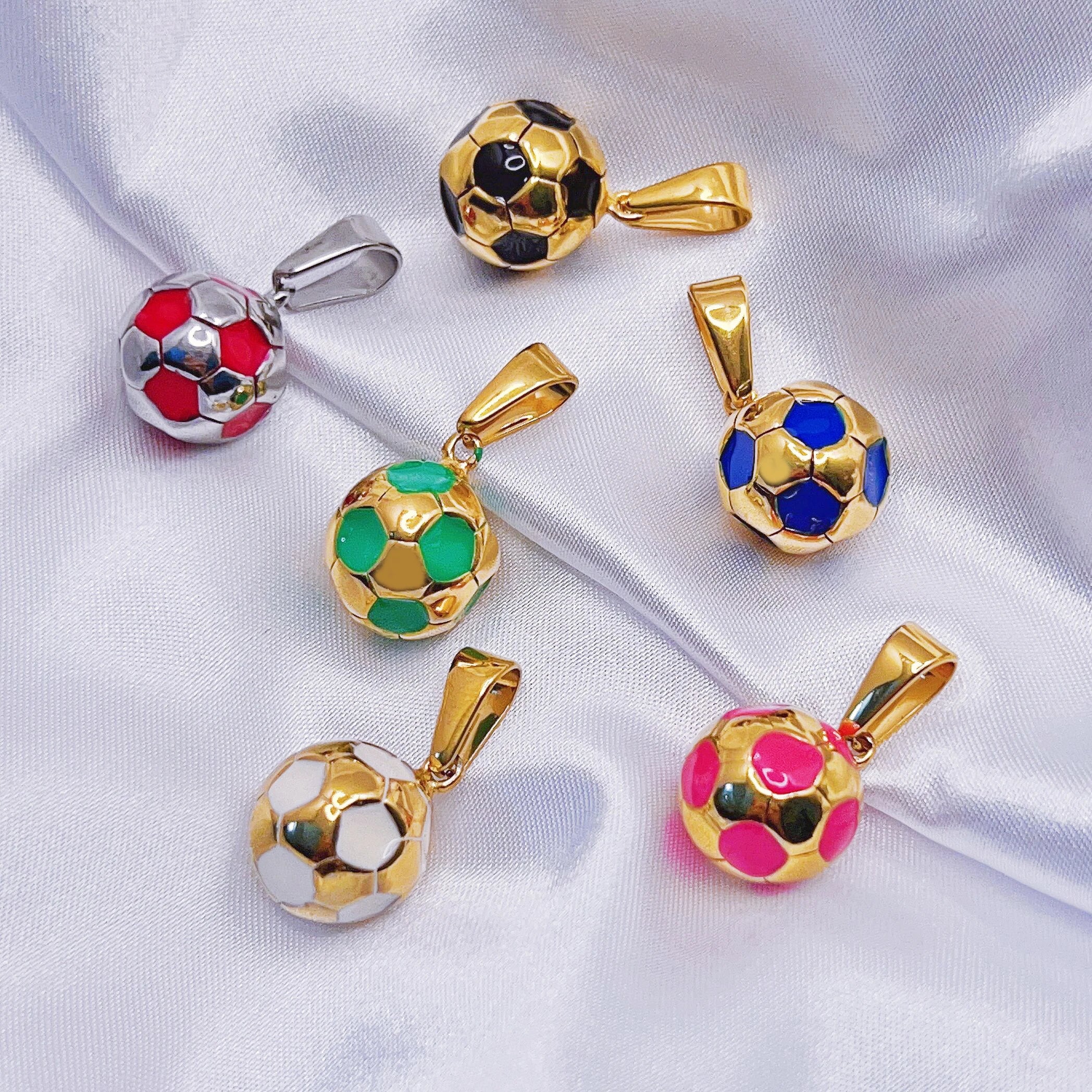 Trendy Mens Sports Football Pendant Stainless Steel Custom Fashion Gym Jewelry World Football Necklace Soccer Ball Pendant