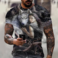 Fitspi 3d Print Wolf T-shirt for Men Summer Oversized Short Sleeve Tops Pullover Fashion Streetwear Men's Clothes Cheap Tees
