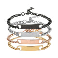 Blank Jewelry Laser Engraving logo PVD Plated Stainless Steel Chunky Chain Plate Bracelet Jewelry