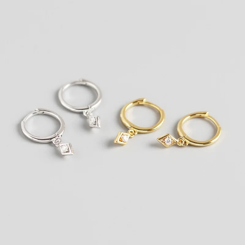 NEW Fashion High Quality Jewelry 925 Sterling Silver Shiny Diamond Cz Gold Plated Dangle Hoop Earrings Jewelry