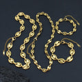 Wholesale Fashion Jewelry Sets 18K Gold Stainless Steel Coffee Bean Chain Pig Nose Chain Necklace and Bracelet Sets for Women