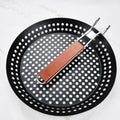 Foldable Non-Stick Grill Frying Pan Ovenware Picnic Skillet with Hole Removable Handle Outdoor BBQ Tray Vegetable Seafood Meat