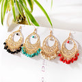 Classic Gold Water Drop Carved Flower Dangle Earrings for Women Indian Jewelry Retro Tassel Earrings Jhumka Earrings