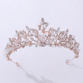 Korean Bridal Wedding Crown Headdress Girl Princess Crown Rhinestone Alloy Flower Hair Accessories Exquisite Tiaras and Crowns