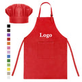 Adjustable Black Cotton Canvas Children's Chef Cleaning Bib Apron Oerjia 1-4 Pockets Custom Logo Lightweight Eco-Friendly