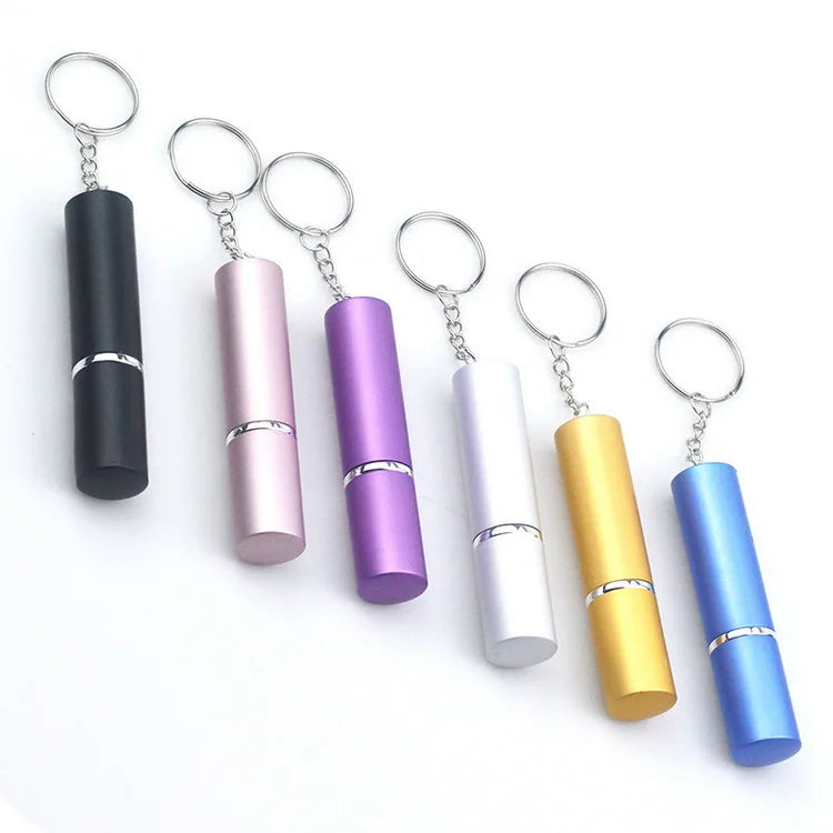 5ml Portable Reusable Empty Lipstick Spray Bottle Keychain for Women Men Handbag Jewelry