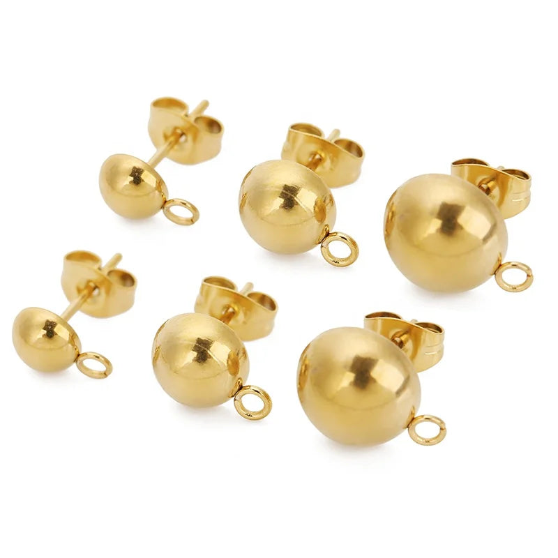 10Pcs Fashion Stainless Steel 6/8/10mm Solid Semicircle Stud Earrings for DIY Jewelry Making Accessories Bulk Wholesale