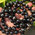 Meihan Wholesale Top Gold Flash Hypersthene Smooth Round Charm Stone Beads for Jewelry Making DIY
