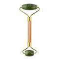 DIY Custom Logo Natural Xiuyan Jade Gemstone Roller Face Lifting Gua Sha Crystal Wood Jade Roller
