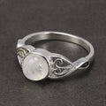 New Arrival 8mm Natural Moonstone  Women Rings Real 925 Sterling Silver Victorian Style Solitaire Ring