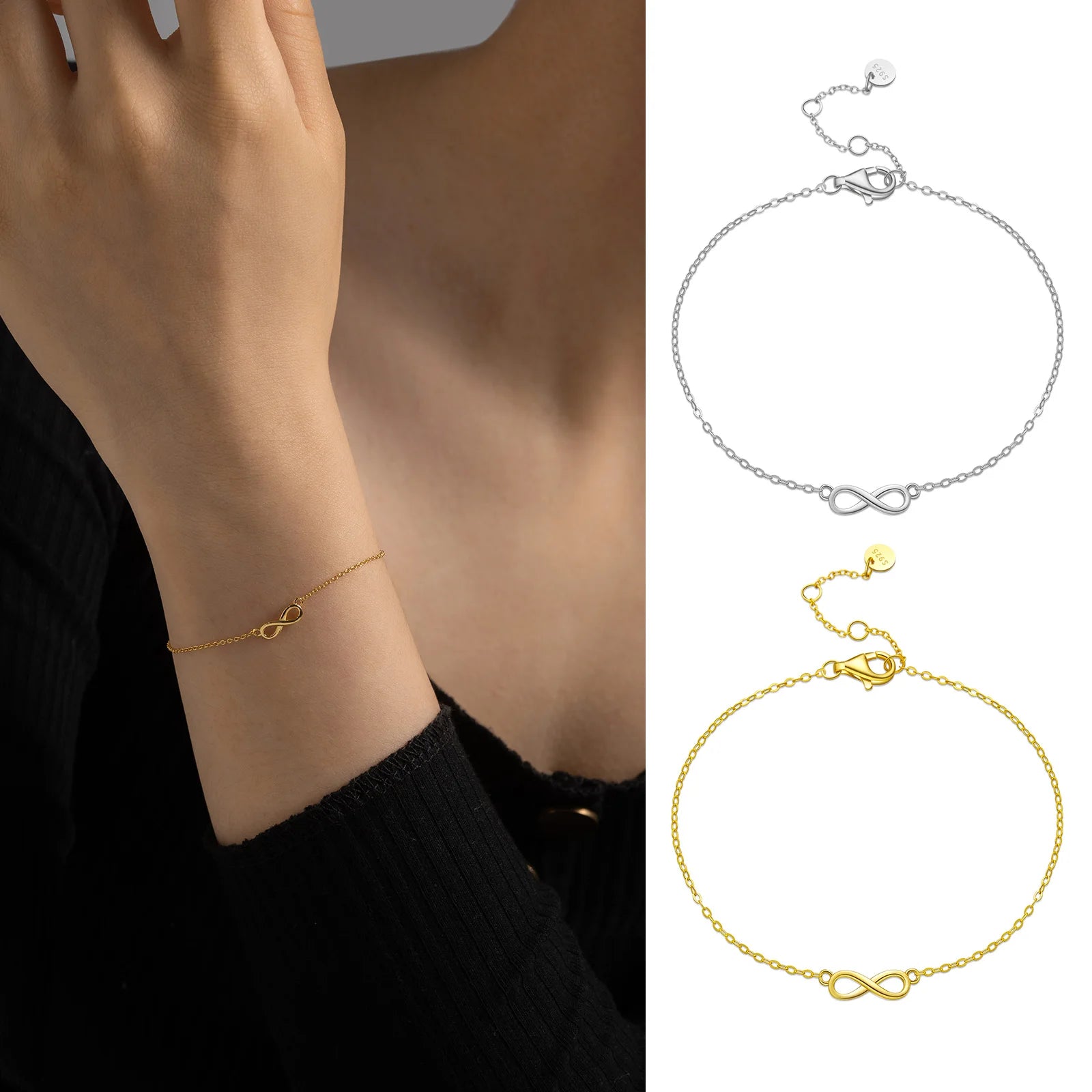FUAMAY Dainty Jewelry 925 Silver Charm Bracelet infinity bracelet s925