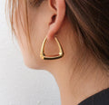 18k Gold Hoop Earrings Chunky Thick Triangle Geometric Statement Earrings Vintage Irregular Hoop Earrings Minimalist Design