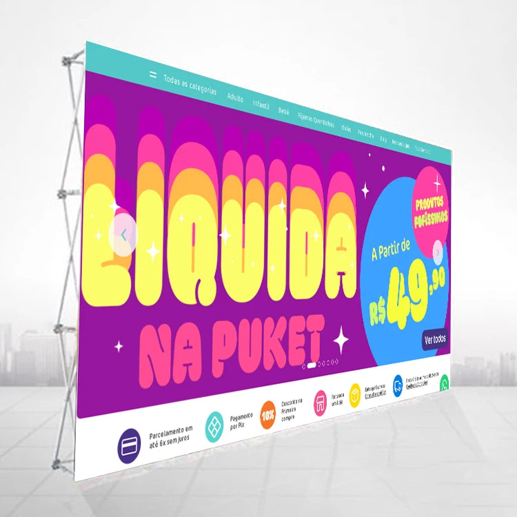 FEAMONT Outdoor Portable Folding Backdrop Pop up Banner Exhibit Trade Show Display Stand