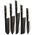 Custom Logo VG10 Copper Damascus Knives Forged Blade Japanese Kitchen Chef Knives Set Sushi Knife Set and Resin Handle