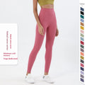 Women's High Waist Peach Hip-Lifting Yoga Leggings Spandex/Nylon Sports Fitness Pants Double-Sided Sanding Solid No Front Seam