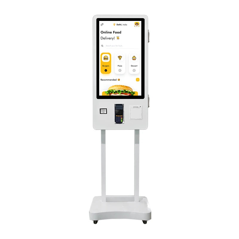 Self Service Order Screen Used for Restaurant Fast Food Hotel Sensor Touch Check Out Service Payment Devices With Menu Board