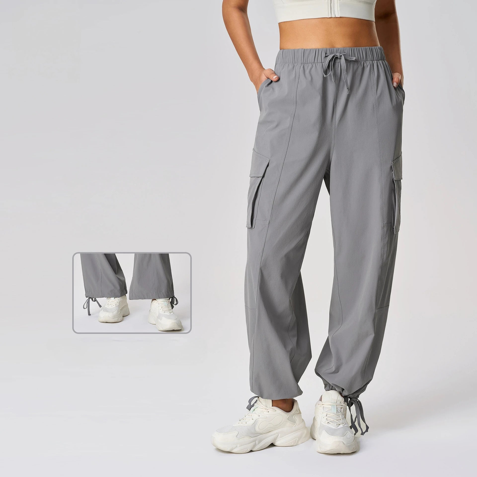 Loose Casual Sports Pants Women's Ankle Tied Wide Legs Two in One Work Pants Quick Drying Breathable Yoga Fitness Pants
