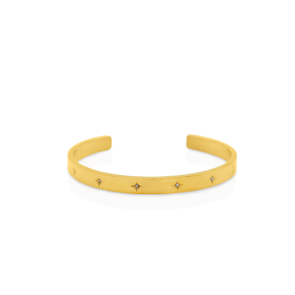 Chris April Fashion Design 316L Stainless Steel Simple PVD Gold Plated Personalized Modern Streamer Ten Octagon Open Bracelet MegaBDM