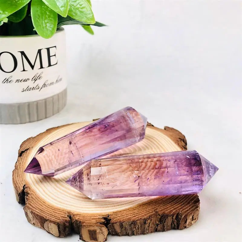 Wholesale Amethyst Crystal Vogel Double Terminated Quartz Points Faceted Healing Wand Feng Shui for Decoration