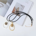 TongLing European Vintage Black Rope Long Sweater Necklace Female Resin Metal Pendant Necklace for Daily Wearing