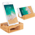 Natural Universal Desktop Wood Cell Phone Stand Bamboo Wooden Phone Holder with Sound Amplifier