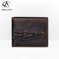 Andong RFID Blocking Men Wallets Crazy Horse Leather Retro Short Wallet for Man Real Genuine Cow Leather Crocodile Pattern